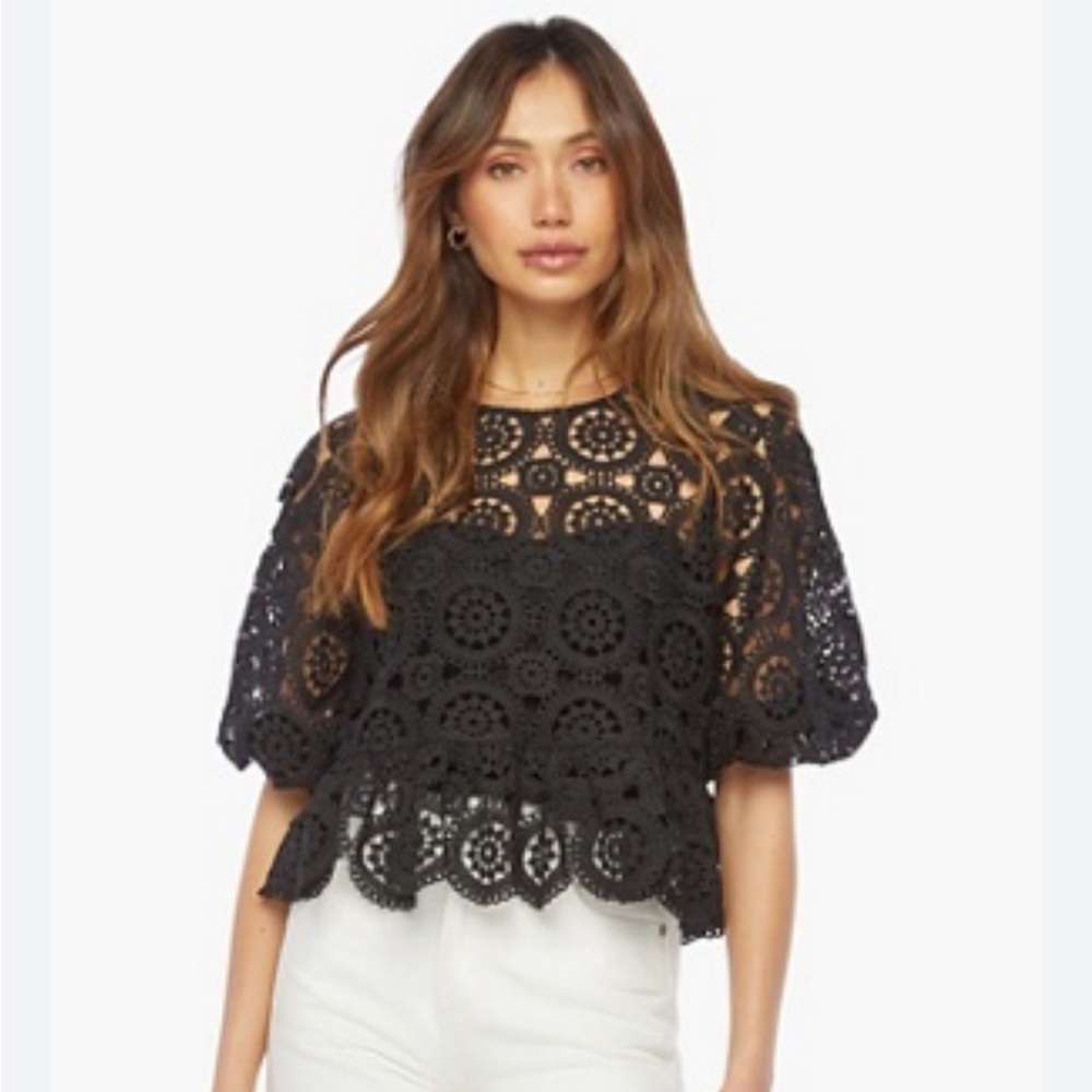Gorgeous black crocheted top from justfab. Size XL.